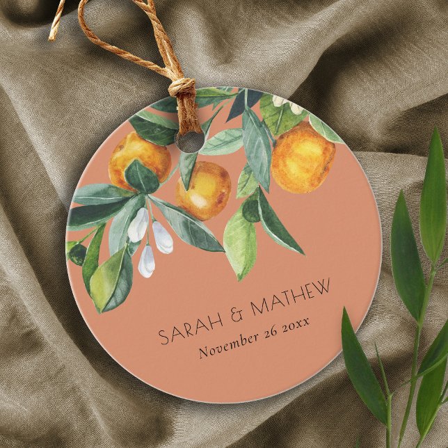 Rust Elegant Citrus Orange Botanical Boho Wedding Geschenkanhänger (Von Creator hochgeladen)