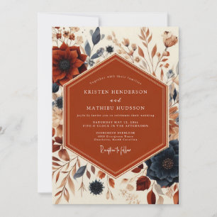 Rust Floral Ernte Hochzeit Einladung