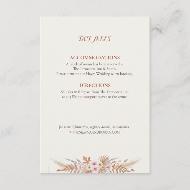 Rust Floral & Pampasgras Boho Begleitkarte (Vorderseite)