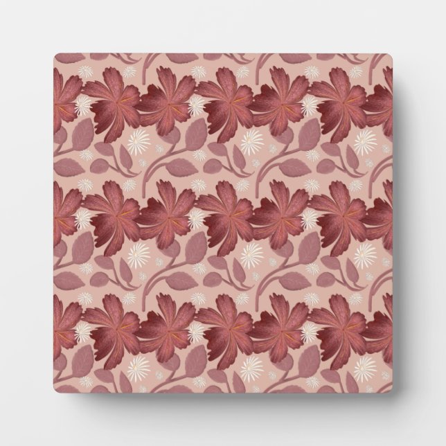 Rust Floral Seamless Pattern Large Flowers Minimal Fotoplatte (Vorderseite)