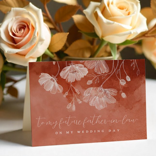 Rust Floral Wedding Day Card Zukunft Schwiegervate Dankeskarte (Future Father In Law, Wedding Day Card)