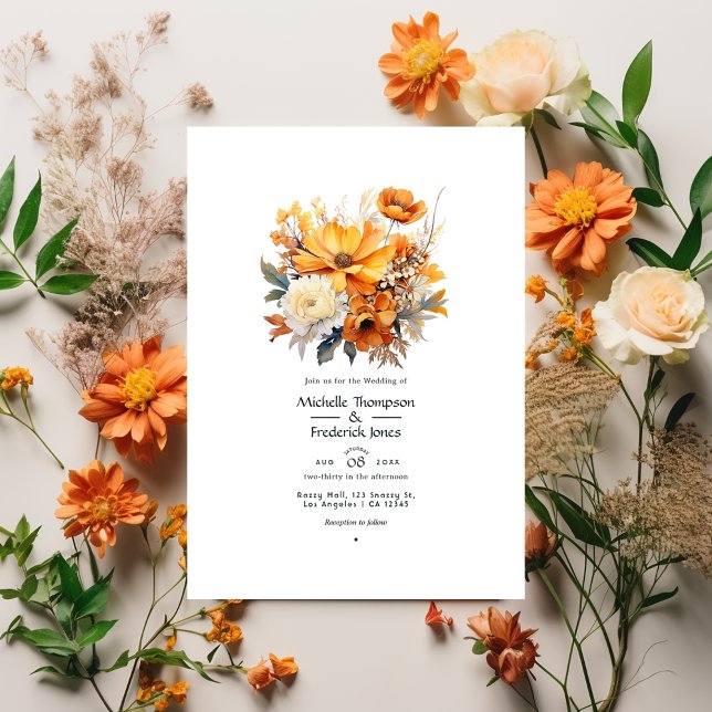 Rust Floral Wedding Einladung (Von Creator hochgeladen)