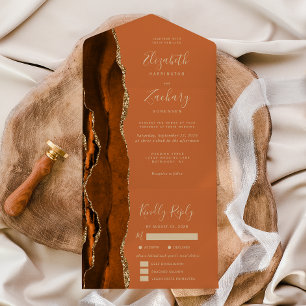 Rust-Gold-Achat-Essen Optionen Hochzeit All In One Einladung