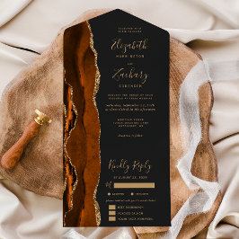 Rust Gold Agate Dark Meet Optionen Hochzeit All In One Einladung