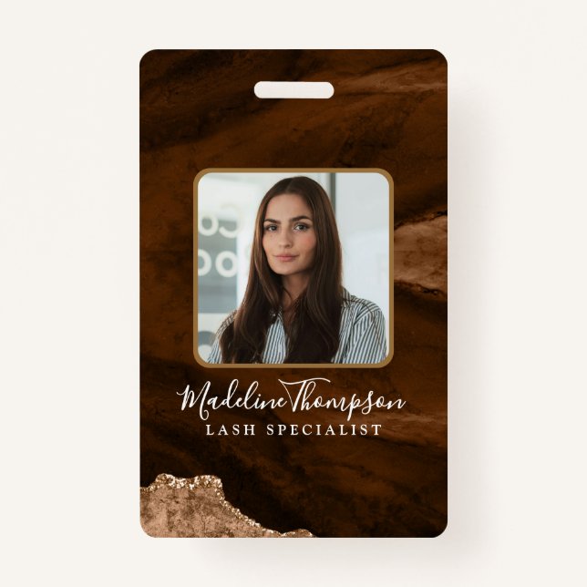 Rust Gold Agate Marble Business Company ID Ausweis (Vorderseite)