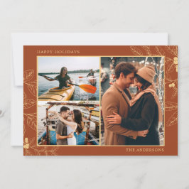 Rust Gold Botanische Weihnachtsfeiertage Drei Foto