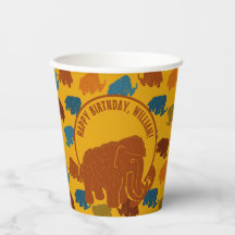 Rust & Gold Cartoon Wooly Mammoth Personalisiert