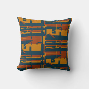 Rust Gold Dark Blue Südwest Look Große Mosaike Kissen
