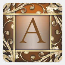 Rust Gold Lattice Monogram Umschlag Aufkleber