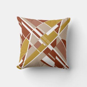 Rust Gold Tan White Diagonal Crisscross Abstrakt Kissen