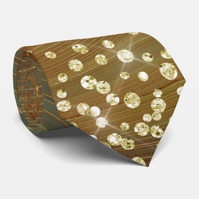 Rust & Green Marble Gold Glitzer Necktie Krawatte (Gerollt)