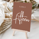 Rust Hand Scripting Tabelle FIFTEEN Tischnummer<br><div class="desc">Einfache und schicke Tischnummer-Karten im Erdton Rost braun und Weiß machen eine elegante Aussage bei Ihrer Hochzeit oder Veranstaltung. Das Design bietet "table [number]" in einem spannenden Mix aus klassischen Serifen und handgeschriebenen Skripten. Design wiederholt sich auf beiden Seiten. Einzelne nummerierte Karten werden separat verkauft; bestellen Sie jede Tischnummer einzeln...</div>