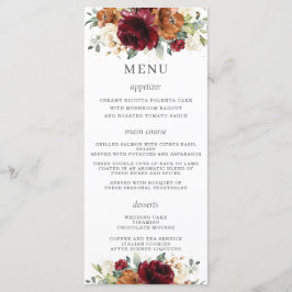 Rust Ivory Burgundy Floral Wedding Menu Programm