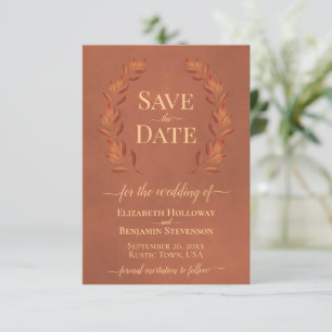 Rust Laurel Verlasse Elegante Terracotta Wedding Save The Date