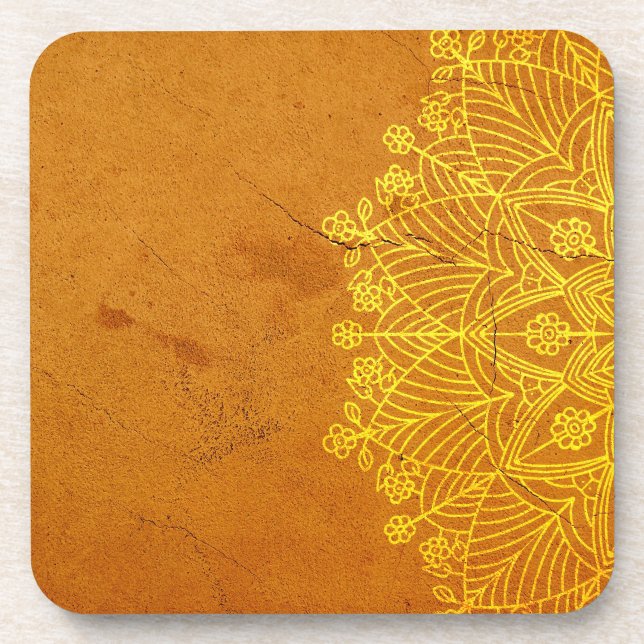 Rust Mandala Zen Rustikaler Geist Getränkeuntersetzer (Vorderseite)