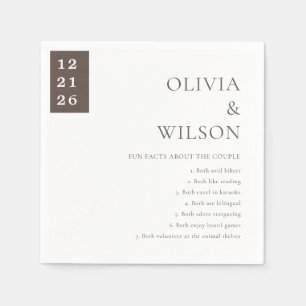 Rust Minimal moderne Hochzeitspass Fakten Papier N Serviette