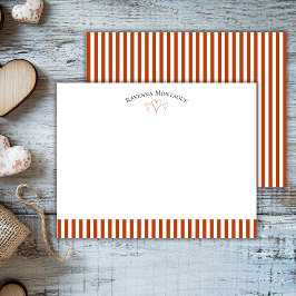 Rust Modern Open Hearts Striped Note Card Mitteilungskarte