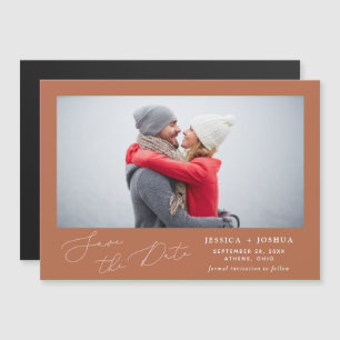 Rust Modern Script-Foto Save the Date Magnet