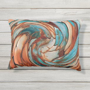 Rust N Blue Abstrakt Art Outdoor Throw Kissen