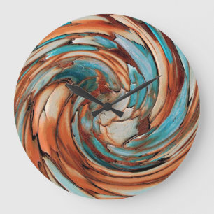 Rust N Teal Dolphin vs Eagle Abstract Wall Clock Große Wanduhr