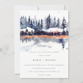 Rust Navy Winter Pine Forest Snow Vow Erneuerung Einladung