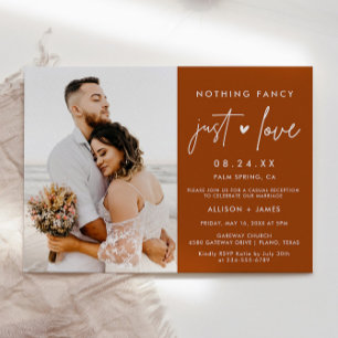 Rust Nichts Elegantes, nur Liebe Elopement-Foto Einladung