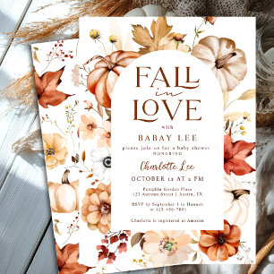 Rust Orang Fall in Liebe Floral Pumpkin Baby Dusch Einladung