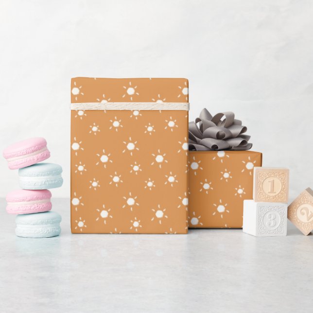 Rust Orange Abstrakt Sun Modern Boho Gift Wrap Geschenkpapier (Babyparty)