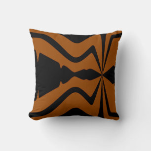 Rust Orange Black Abstrakt Sound Wave Design Kissen