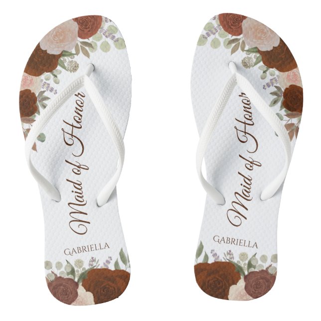 Rust Orange Boho Chic Trauzeugin Hochzeit Flip Flops (Fußbett)