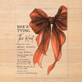 Rust Orange Bow She's Tying The Knot Bridal Shower Acryleinladungen