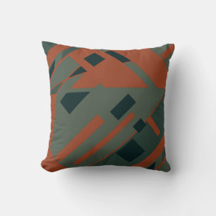 Rust Orange Dark Gray Green Diagonal Abstrakt Kissen