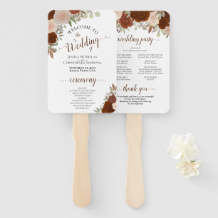 Rust Orange Floral Elegant Wedding Programm Fächer