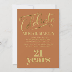 Rust Orange Gold 21. Geburtstag Party Celebrate Einladung