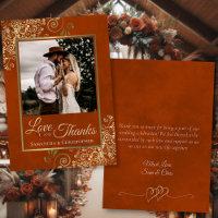 Rust Orange & Gold Liebe Dank Foto Note Wedding