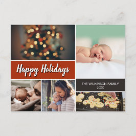 Rust Orange Happy Holidays Foto Collage Weihnachte Feiertagspostkarte