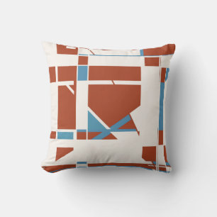 Rust Orange Light Blue Off-White Geometric Shapes Kissen