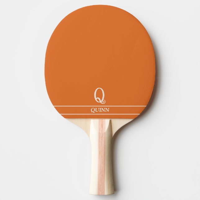 Rust Orange Mit Monogramm Ping Pong Paddle Tischtennis Schläger (Vorderseite)