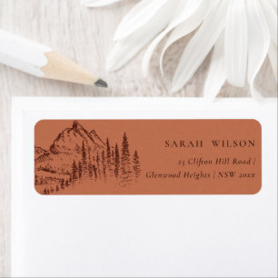 Rust Orange Pine Wood Mountain Sketch-Adresse