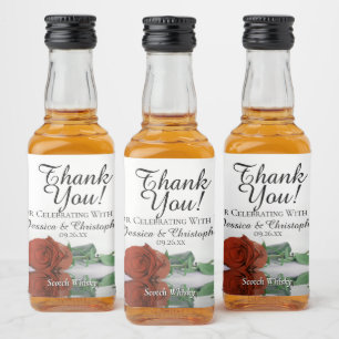 Rust Orange reflektierende Rose Hochzeit Danke Min Alkoholflaschenetikett