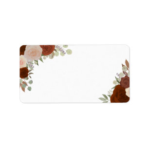 Rust Orange Rose Blank Wedding Address Adressaufkleber