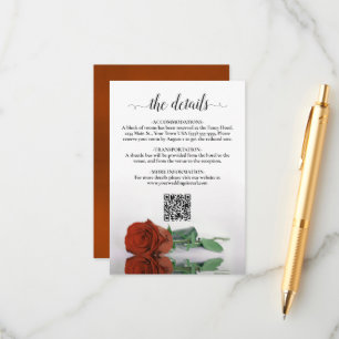 Rust Orange Rose Elegante Wedding Details QR Code Begleitkarte