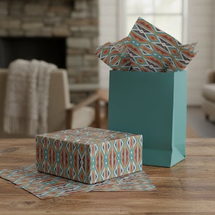 Rust Orange Rot Schwarz Aqua Türkis Mosaik-Kunst Seidenpapier