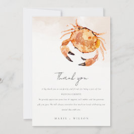 Rust Orange Sand Coastal Crab Nautical Wedding Dankeskarte
