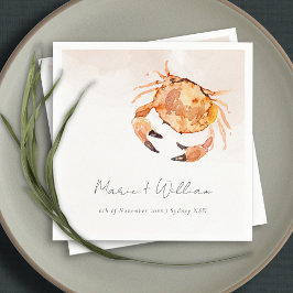 Rust Orange Sand Coastal Crab Nautical Wedding Serviette