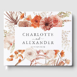 Rust Orange Terracotta Flora Hochzeit im Wasser Gästebuch