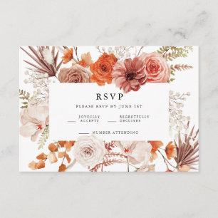 Rust Orange Terracotta Floral Wedding RSVP Begleitkarte
