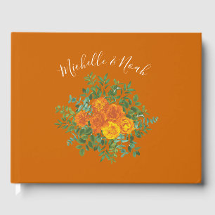 Rust Orange Wedding Vintag Floral Gästebuch