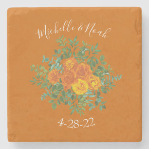 Rust Orange Wedding Vintag Floral Steinuntersetzer