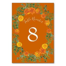 Rust Orange Wedding Vintag Floral Tischnummer